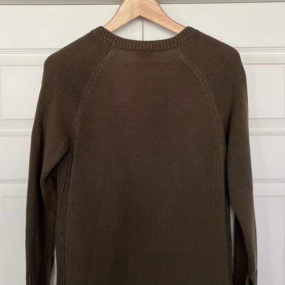 {Chico's} Lace Up V-Neck Knit Sweater in Olive Green - Women's 0 (Small) - Picture 7 of 11